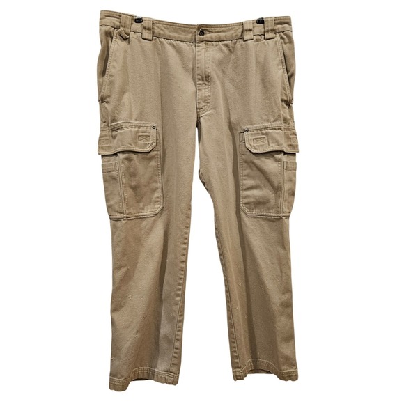 Duluth Vintage Cargo Pants Mens 42x30 Beige Cotton Workwear Utility - Picture 1 of 3
